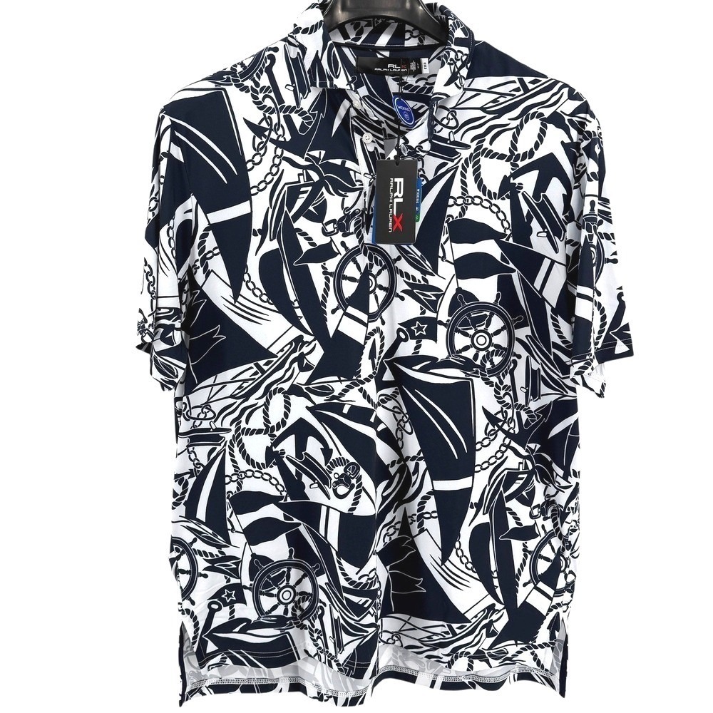 NEW RLX Ralph Lauren Mens Large Golf Performance Moisture Wicking Nautical Theme